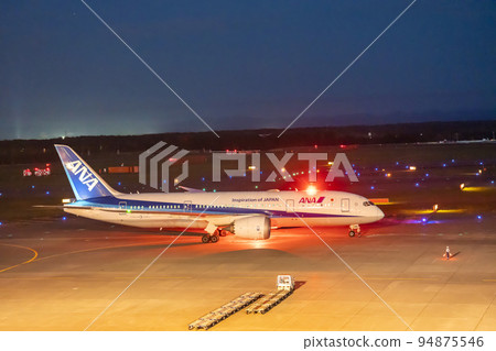 Airport at night Airplane taxiing Chitose City, Hokkaido 94875546