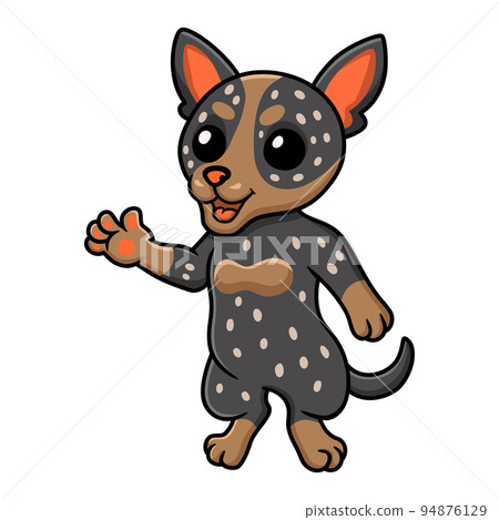 Cute australian cattle dog cartoon waving hand 94876129