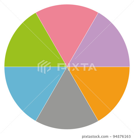 有 6 個分區的彩色圓圈 有 6 個分區的彩色圓圈 94876163