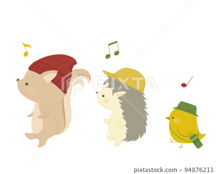 Illustration of animals taking a walk No lines Illustration of animals taking a walk No lines 94876211