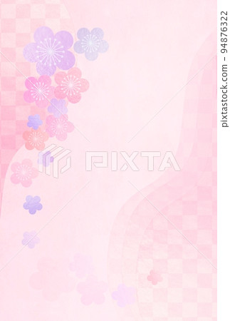 New Year's card background Checkered pattern and plum blossom New Year's card background Pink Hinamatsuri New Year's card background Checkered pattern and plum blossom New Year's card background Pink Hinamatsuri 94876322