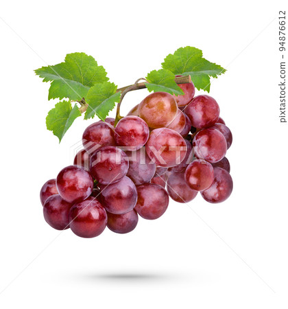 Fresh red grape with leaves isolated on white background 94876612