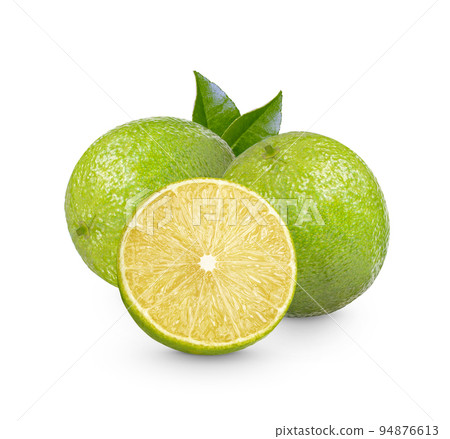 Fresh lime with leaves isolated on white background 94876613