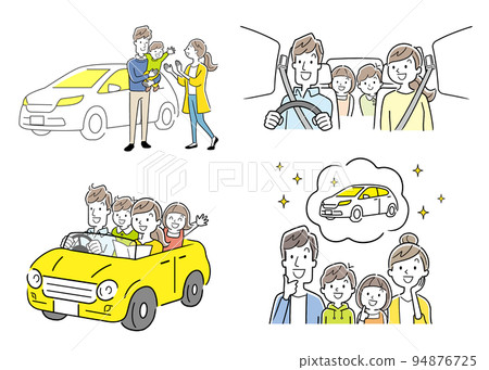Vector illustration material: car and family set Vector illustration material: car and family set 94876725