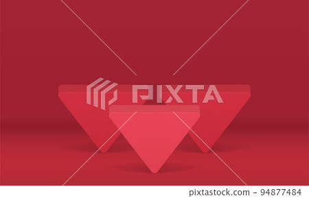 Geometric triangular level podium contest ceremony product presentation 3d design realistic vector 94877484