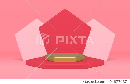 Podium for product presentation pentagonal wall hexagonal pedestal award arena 3d design vector Podium for product presentation pentagonal wall hexagonal pedestal award arena 3d design vector 94877487