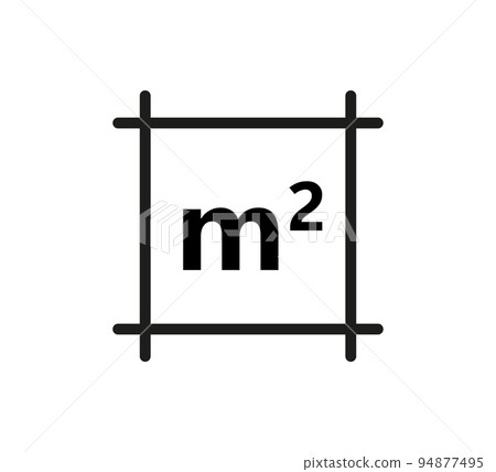Square Meter icon. M2 sign. Flat area in square metres . Measuring land area icon. Place dimension pictogram. Vector outline illustration isolated on white background 94877495