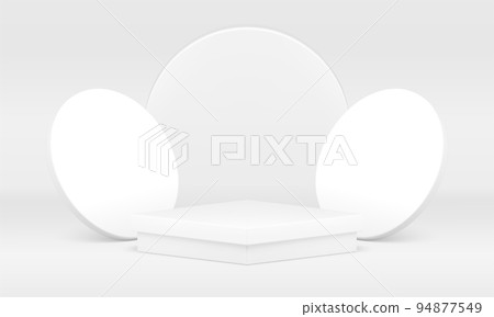 White squared podium circle wall product presentation 3d studio background realistic vector White squared podium circle wall product presentation 3d studio background realistic vector 94877549