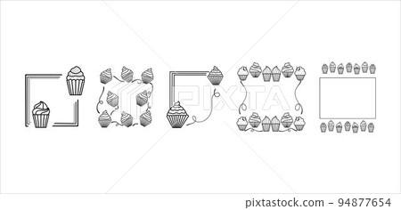 Collection Cupcake on Frame Border Decoration Collection Cupcake on Frame Border Decoration 94877654