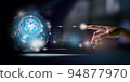 Hand touching digital transformation conceptual for next generation technology era. 94877970