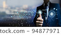Business big data touching access information with electronic fingerprint touch. 94877971