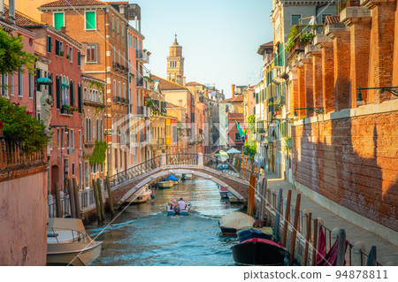 Peaceful Canal scenary in romantic Venice at springtime, Italy Peaceful Canal scenary in romantic Venice at springtime, Italy 94878811