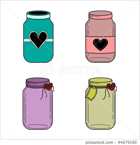 Cute Set of Mason Jars Colored Vector 94879100