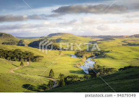 Southern Brazil countryside and river landscape at peaceful sunset 94879349