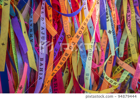 Lord of Bonfim ribbon tapes symbol of faith and good luck in Trancoso, BAHIA 94879444