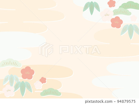 松竹梅_插圖_裝飾_背景材料_少女_明亮 松竹梅_插圖_裝飾_背景材料_少女_明亮 94879575