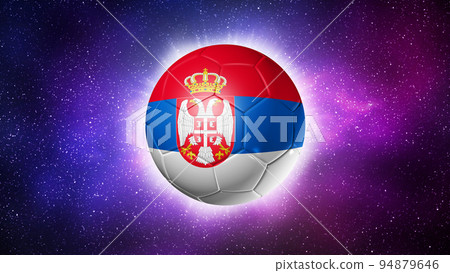 Soccer football ball with Serbia flag. Space background. Illustration 94879646