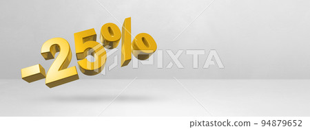 25% off discount offer. 3D illustration isolated on white. Horizontal banner 94879652