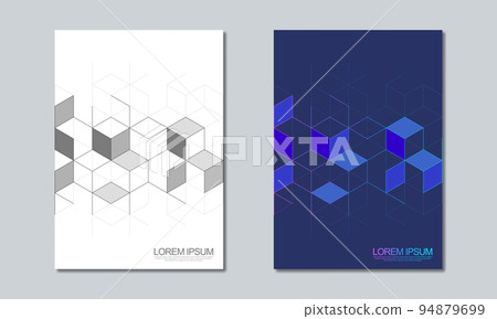 Abstract geometric covers and brochures with isometric vector blocks, polygon shape pattern 94879699