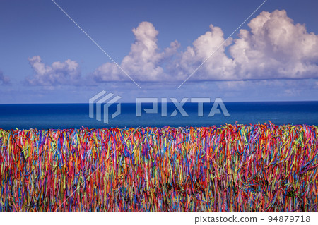 Lord of Bonfim ribbon tapes symbol of faith and good luck in Trancoso, BAHIA 94879718