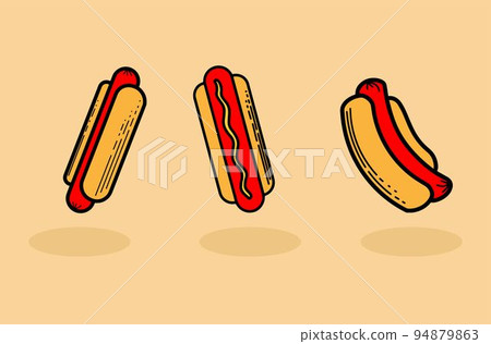 Illustrations of Fast Food Hotdog Colored Vector  94879863