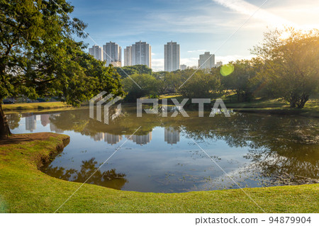 Park Barigui in Curitiba at sunrise with lake reflection, Parana State, Brazil 94879904