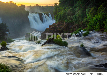 Iguazu Falls dramatic landscape, view from Argentina side, South America 94880060