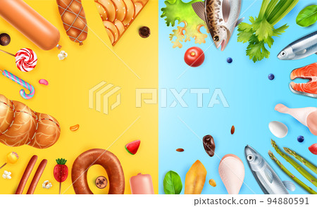 Realistic Food Backgrounds Set 94880591