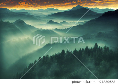 Wonderful scenery of the rising sun Sea of clouds "AI-generated image" 94880628