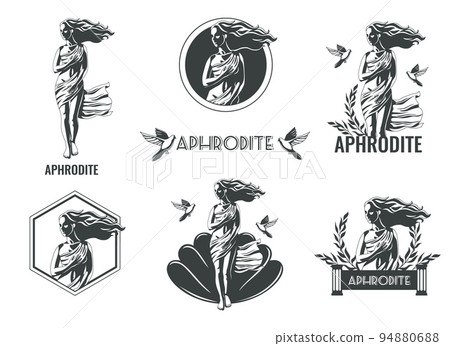 Aphrodite Greek Goddess Emblems Set 94880688