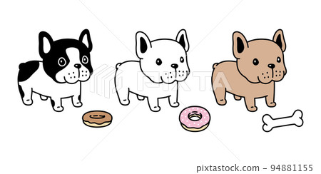dog vector french bulldog icon donut bone puppy pet cartoon character symbol tattoo stamp illustration clip art isolated design 94881155