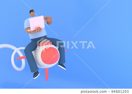 A man character flying . 3d rendering of business models. 94881203