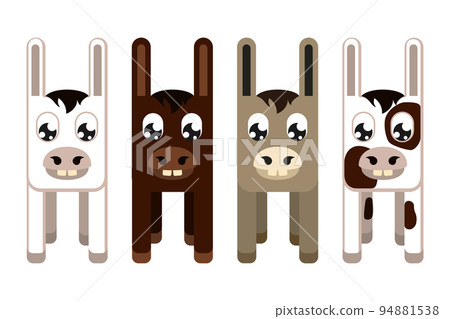 Cartoon colorful donkey set on white background 94881538