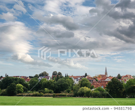 Freiberg am Neckar On the Sunset. Small European town in Baden Wurttemberg, Germany, Europe. Nekar river, southwestern Germany 94881798