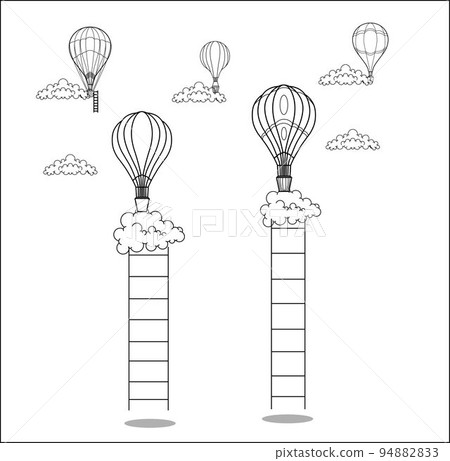Illustrations of Hand-drawn Air Balloon with Ladder Vector Illustrations of Hand-drawn Air Balloon with Ladder Vector 94882833