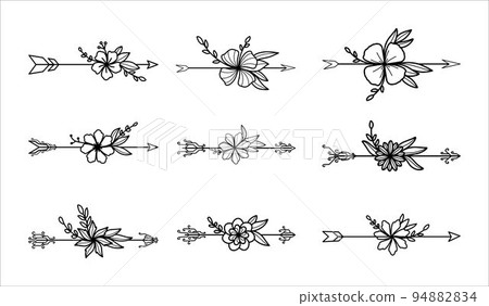 Collection of Arrows with Flower Decoration Vector Collection of Arrows with Flower Decoration Vector 94882834