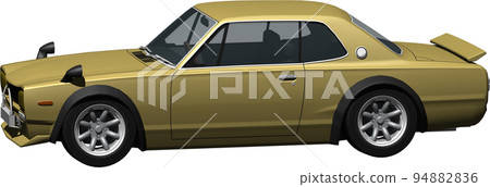 Hakosuka 的賽車規格 Nissan Skyline GT-R 剪輯圖像。背景透明插圖 Hakosuka 的賽車規格 Nissan Skyline GT-R 剪輯圖像。背景透明插圖 94882836