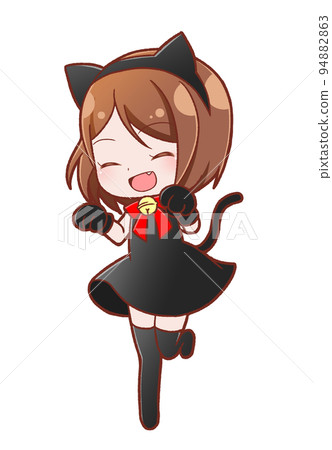 A girl dressed as a black cat ③ - Stock Illustration [94882863] - PIXTA