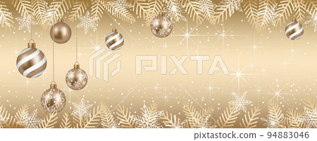 Seamless golden background with christmas balls text space 94883046