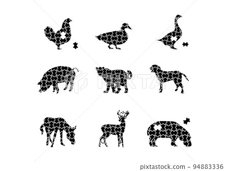 Set of Silhouette Animals Puzzle Design Vector  94883336