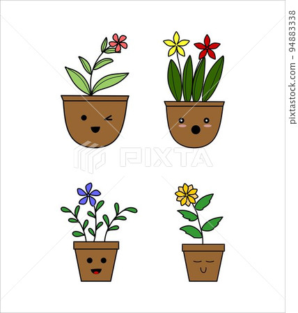 Collection of Cute Potted Plants Character Cartoon Vector Collection of Cute Potted Plants Character Cartoon Vector 94883338