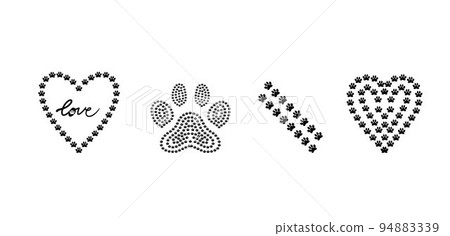 Decoration of Dog Track Heart Vector Decoration of Dog Track Heart Vector 94883339