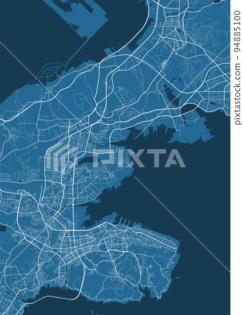 Detailed vector map poster of Dalian city,...-插圖素材 [94885100] - PIXTA圖庫