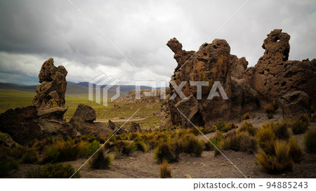 sandstone rock formation at Imata in Salinas and Aguada Blanca National Reservation, Arequipa, Peru sandstone rock formation at Imata in Salinas and Aguada Blanca National Reservation, Arequipa, Peru 94885243