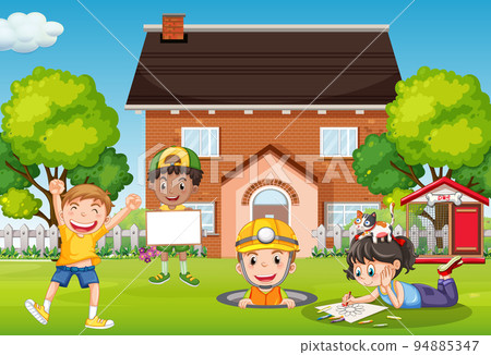 House scene with many kids House scene with many kids 94885347
