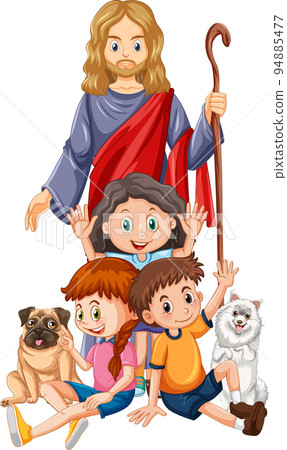 Jesus and children on white background Jesus and children on white background 94885477