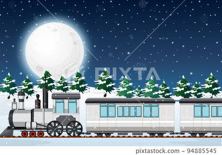 Outdoor scene with a steam locomotive train Outdoor scene with a steam locomotive train 94885545