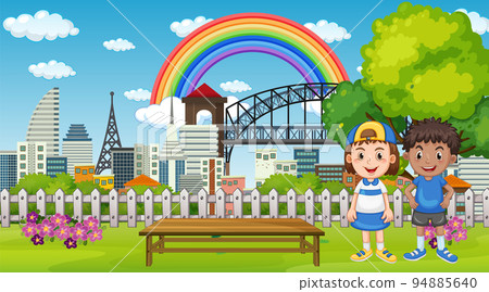 Park scene with happy kids Park scene with happy kids 94885640