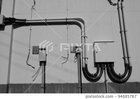 Distribution board and cables in an abandoned housing complex 94885767