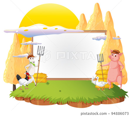 Empty banner template with farm animals 94886073